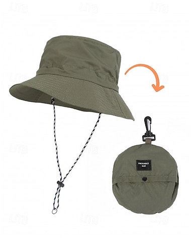  قبعة دلو مقاومة للماء قابلة للطي للرجال - قبعة شمسية قابلة للطي مع حزام ذقن قابل للتعديل، قبعة خفيفة الوزن للصيد والمشي لمسافات طويلة في الهواء الطلق