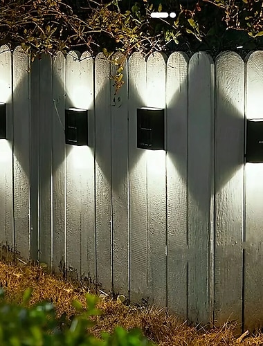  LED Außenwandleuchte Solarlampen 4-teilige wasserdicht, Auf- und Ab-Beleuchtung, 2 LEDs, wasserdichtes Zaunlicht für den Außenbereich, geeignet für die Dekoration von Hof, Garage, Veranda und Garten