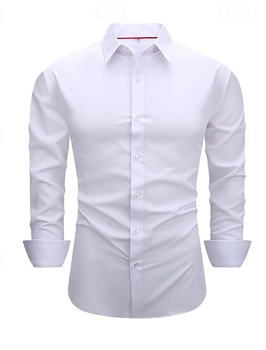  Men's Shirt Dress Shirt Button Up Shirt Solid / Plain Color Wedding Daily Black White Red Sky Blue Long Sleeve Turndown Spring &  Fall Clothing Apparel Patchwork