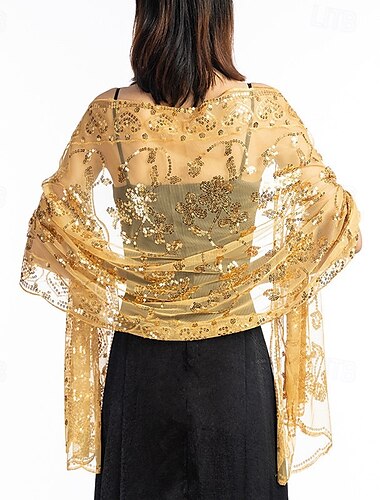  Retro Vintage Goldene Zwanziger 1920er Schal Wickeln Schals Der große Gatsby Flapper-Mädchen Pailletten Fransen Damen Karneval Hochzeit Abendgesellschaft Maskerade Erwachsene Schal