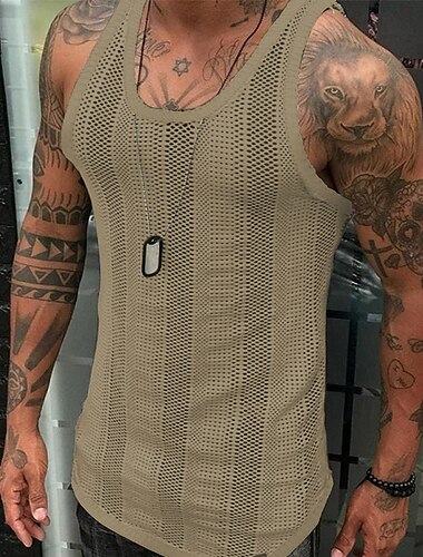  Herre Tanktop Underskorte Ærmeløs skjorte Uden ærmer Rund hals Sommer Helfarve Mode Designer Muskel Strikket udendørs Ferierejse Sort Hvid militærgrøn Top T-shirt til mænd