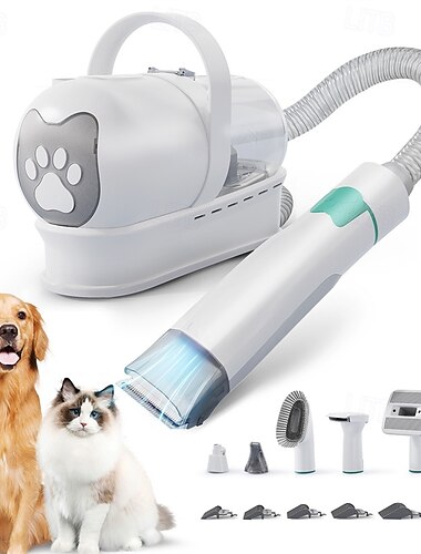  Leistungsstarkes 7-in-1-Tierpflege-Staubsauger-Set – professionelle Haarschneidemaschine mit 6 Führungskämmen, multifunktionale Werkzeuge zur Entfernung von 99 % der Tierhaare – für Hunde, Katzen und