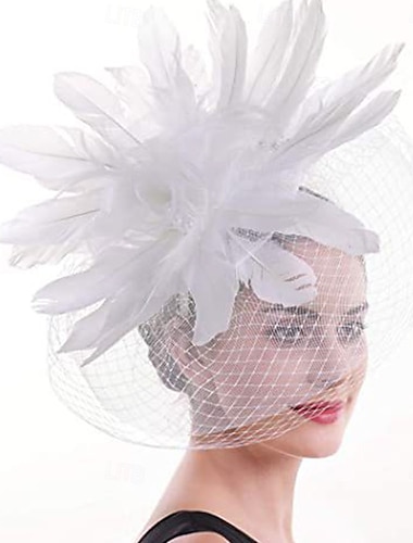  Vestimenta de Cabeza Pluma Sombrero de fieltro Boda Cumpleaños Fiesta de Noche Fiesta de Té Carrera de caballos Elegante Vintage Estilo lindo Con Pluma Celada Sombreros