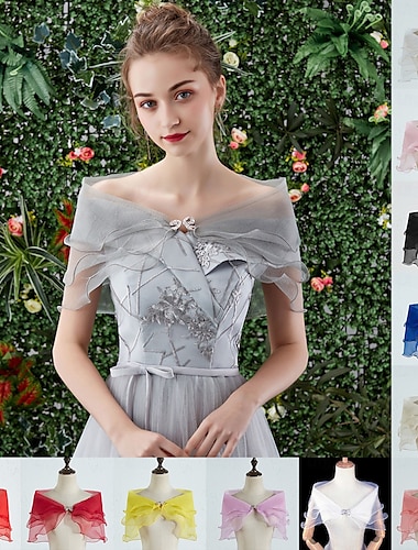  omslagdoeken dames wikkel bolero shrug jassen / jasjes elegante zonbescherming korte mouwen chiffon bruiloft wikkels met pure kleur voor formele lente &herfstjurk om indruk te maken 2025