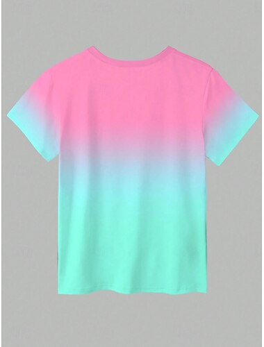  Damen T Shirt Ombre Grafik Farbverläufe Lässig Kurzarm Rundhals Normale Oberteile Täglich Ausgehen Wochenende Druck Leicht Blau Sommer