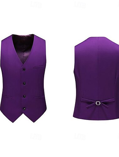  Chaleco de Moda para Hombre Regreso a Casa Color Sólido Ajuste Estándar Cuello en V De Un Solo Botón Cuatro Botones Negro Burdeos Azul Marino