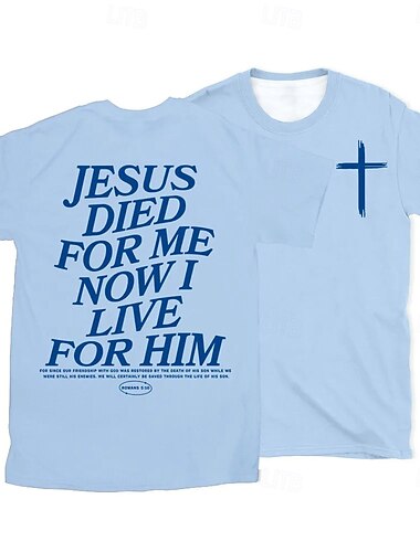  Ostern Herren Jesus T Shirt Kurzarm T-Shirt 3D-Druck Rundhalsausschnitt Hemd Designer Lässig Party Ferien Hellblau Schwarz Weiß Sommer Frühling Bekleidung S M L XL XXL XXXL