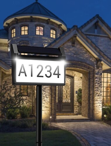  Luces de dirección solares LED iluminadas para exteriores con placa de dirección con control inteligente, 3 colores en 1, luz de número de casa a prueba de agua con energía solar con estacas para exteriores, patio, calle, casa, 1 pieza