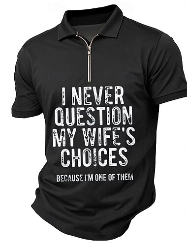  Herren Text Poloshirts mit Reißverschluss Kurzarm Polo-Shirts Hemden mit Kragen Lässig Outdoor Athleisure 3D-Druck Sommer Schwarz Rote Dunkelgrün