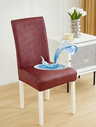  Verdickter wasserdichter und schmutzabweisender Stuhlbezug aus Leder für Esszimmerstühle, all-inclusive, Stuhlhussen für Zuhause und Restaurant, Technologietuch