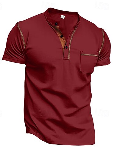  Men's Golf Shirt Golf Polos Shirts Work Casual Stand Collar Short Sleeve Basic Modern Color Block Patchwork Buttons Summer Spring Regular Fit Black White Wine Dark Navy Khaki Army Green Golf Shirt