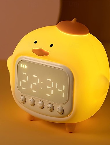  LED かわいいアヒル目覚まし時計 ナイトライト 子供用 楽しいアヒルの子 目覚ましランプ 目覚まし時計 ナイトライト 子供部屋の装飾 睡眠トレーニング時計 誕生日プレゼント