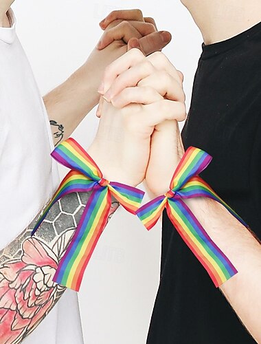  Juin Mois de la Fierté Ribbons en Tissu Arc-en-ciel Bandes de Tissu Ribbons en Lin Mois de la Fierté Gay Ribbons en Toile de Jute Filés pour LGBTQ+ Lesbienne Gay Bisexuel Transgenre Décoration de