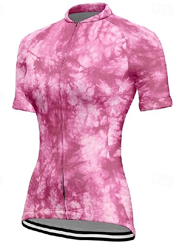  Damen Radtrikot Kurzarm Fahhrad T-Shirt Trikot mit 3 Gesäßtaschen Mountainbike MTB Atmungsaktiv Schnelltrocknend Anatomisches Design Feuchtigkeitsableitend Gelb Blau Purpur Farbverlauf Sport