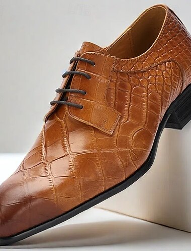  Braune Oxford-Schuhe aus echtem Leder für Herren – handgefertigte Schnürschuhe mit Krokodilmuster für Kentucky Derbys und formelle Anlässe