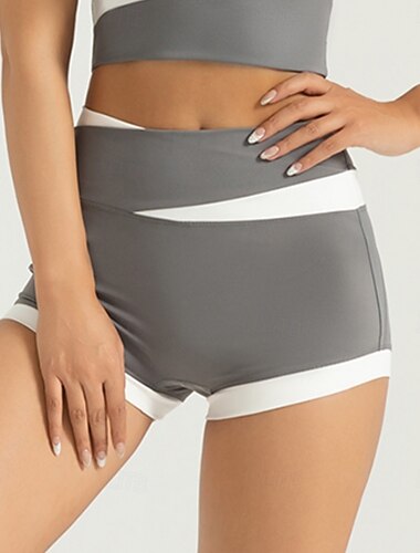  Damen Fitnessshorts Yogashorts Trainingsshorts Criss Cross Taille Hohe Taille Yoga Fitnesstraining Pilates Shorts Schwarz Khaki Grau Sport Sportkleidung Dehnbar Schlank