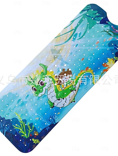  Badematte für Babys mit Cartoon-Motiv, rutschfeste Kinderbadewannenmatte für Kleinkinder, für Badewanne und Dusche, rutschfest, 101,6 x 40,6 cm, mit Abflusslöchern und Saugnäpfen, maschinenwaschbar,