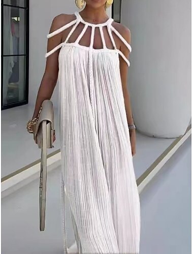  Bañadores de Mujer Cubierta Vestido de Baño Traje de Baño Cortado Vacaciones Playa Ropa Sólida Color Cuello Halter Sin Mangas Trajes de Baño
