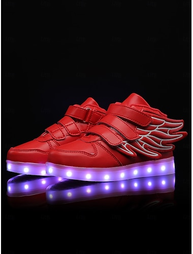  svarta led-vingsneakers för barn – ljusa kardborreskor för festivaler och nattevenemang