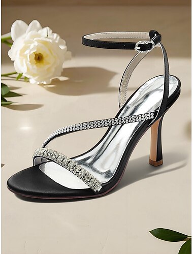  champagne satin strappy rhinestone hæle – sofistikerede bryllups- og aftensandaler til kvinder