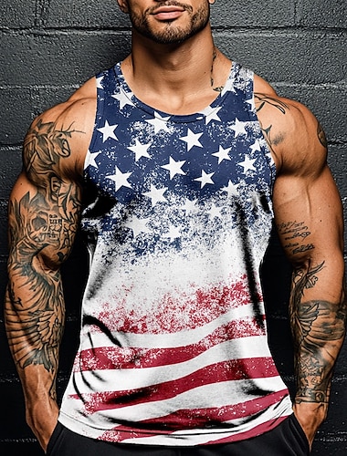  T-shirt sans manches pour homme patriote des vétérans Jour des Vétérans drapeau américain T-shirt à manches courtes impression 3D col rond vacances décontractées hawaïennes blanches 1 été printemps