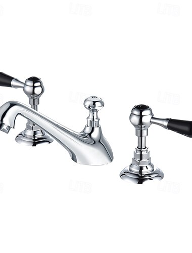  Waschbecken Wasserhahn - Verbreitete Galvanisierung 3-Loch-Armatur Zwei Griffe Drei LöcherBath Taps