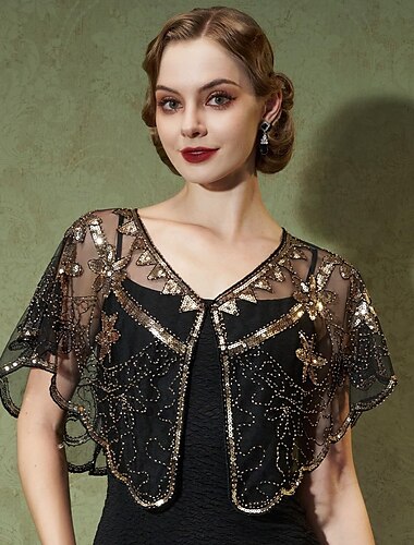  Retro vintage Roaring jaren '20 Jaren 1920 sjaal wrap Omslagdoeken The Great Gatsby Flapper Girl Pailletten Dames Bruiloft Avond Feest Maskerade Volwassenen Sjaal
