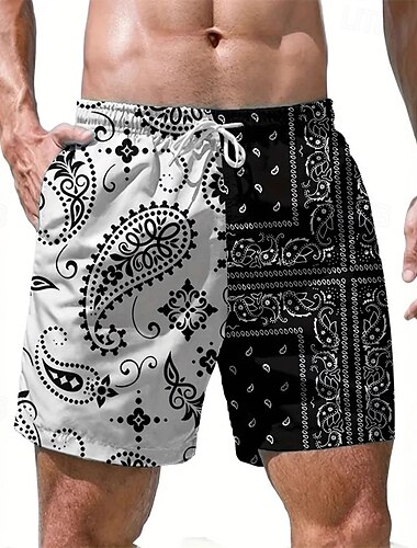  Herren Bademode Surfshorts Badehose Schwimmshorts kurz Surfshorts Unten Kordelzug Mit Taschen Schwimmen Surfen Strand Wassersport Patchwork Bedruckt Sommer Frühling