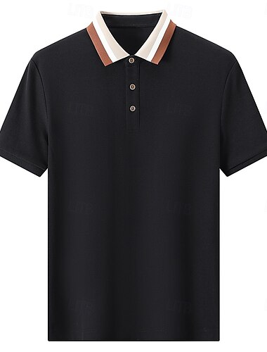  Herren Polo Strick-Polopullover Formell Arbeit Umlegekragen Kurzarm Einfarbig Farbblock Frühling Schwarz Weiß Hellgrün Grau Polo