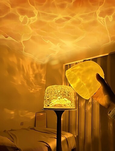  oceaan golf snoerloze projector licht, rgb kleur veranderende tafellamp, draagbare batterij nachtlampje led aurora projector met afstandsbediening voor slaapkamer woonkamer spel feest sfeer