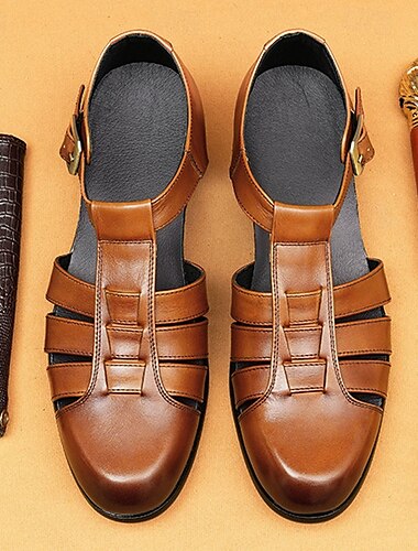  Fischersandalen aus Leder für Herren – atmungsaktive Sommersandalen mit geschlossener Spitze für die Freizeit und den Outdoor-Bereich