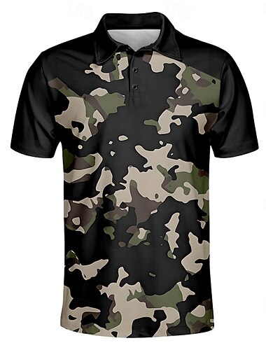  Amerikanischer Unabhängigkeitstag Herren Druck Polo Kurzarm Polo-Shirts Hemden mit Kragen Lässig Outdoor Alltagskleidung Festival-Outfit 3D-Druck Sommer Frühling Herbst Schwarz Blau Orange