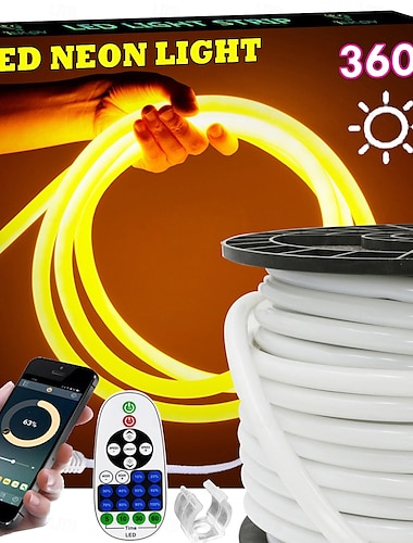  360 neon led strip licht met bluetooth app muziek synchronisatie timing 10-132 voet flexibele/waterdichte/led touw licht 23 toetsen afstandsbediening geschikt voor huis/tuin/gebouw decoratie