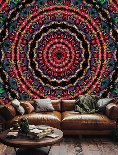  Mandala Bohemian hängender Wandteppich Wandkunst großer Wandteppich Wanddekoration Fotohintergrund Decke Vorhänge Wohnraum Schlafzimmer Wohnzimmer Dekoration