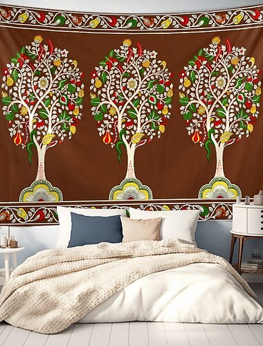  Baum des Lebens hängender Wandteppich Wandkunst große Wandteppich Wandmalerei Dekorfoto Hintergrunddecke Vorhang für Zuhause Schlafzimmer Wohnzimmer Dekoration