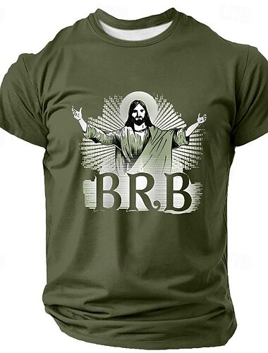  Ostern Herren Jesus T Shirt Kurzarm T-Shirt 3D-Druck Rundhalsausschnitt Hemd Designer Brautkleider schlicht Party Festtage Schwarz Blau Grün Sommer Frühling Bekleidung S M L XL XXL XXXL