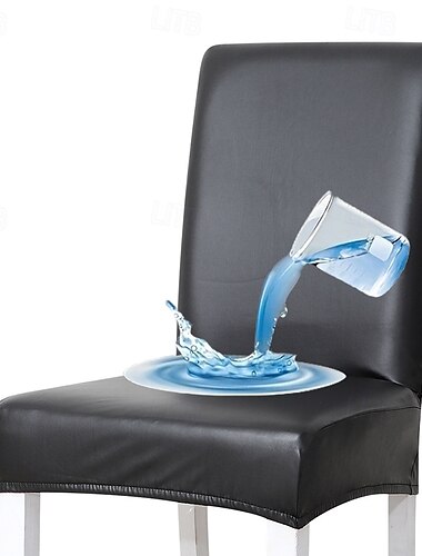  Verdickter wasserdichter und schmutzabweisender Stuhlbezug aus PU-Leder für Esszimmerstühle, all-inclusive, Stuhlhussen für Zuhause und Restaurant, Technologietuch