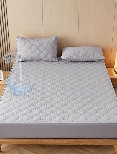  Queen Vol King Beschermende Beddeken Waterproof Matrasbeschermer Gequilte Fitted Sheet Matraspad 360°All-Package Bedbeschermer Matrasbedekking Antislip Ademend Koel Huidvriendelijk