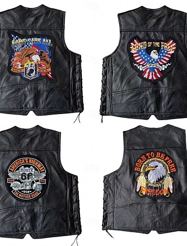  Retro / vintage 80-talet Motorcykelväst Läderväst cyklister Rocker Matt finish Örn Dam Maskerad Fest Prideparad Pride månad Vuxna Väst Vår & sommar