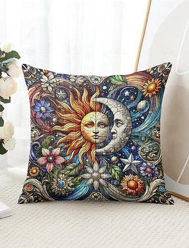  Zon en Maan Decoratieve Toss Kussens Cover 1PC Mandala Boheemse Zachte Vierkante Bankkussen Case Kussenhoes voor Slaapkamer Woonkamer Sofa Stoel