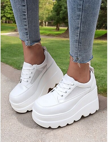  γυναικεία sneakers με βαριά πλατφόρμα – παπούτσια με κορδόνια για casual ντύσιμο, street fashion και ρούχα για πάρτι