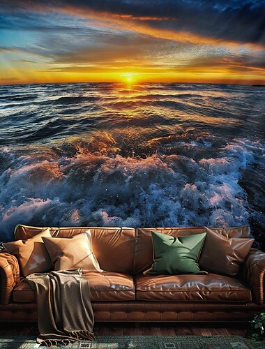  Landschaft Ozean Strand Hängeteppich Wandkunst Große Teppich Wandmalerei Dekor Fotohintergrund Decke Vorhang Zuhause Schlafzimmer Wohnzimmer Dekoration