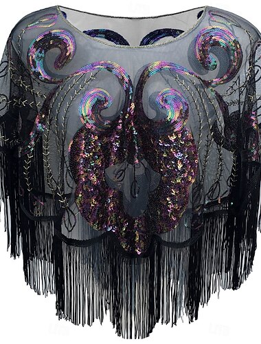  Retro vintage Roaring jaren '20 Jaren 1920 sjaal wrap Omslagdoeken The Great Gatsby Flapper Girl Pailletten Kwastje Dames Carnaval Bruiloft Avond Feest Maskerade Volwassenen Sjaal