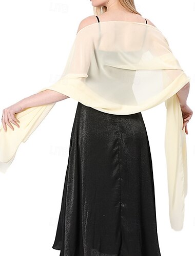  Sjal til kvinner Elegant Ermeløs Chiffon Bryllup Wrap Med Ren Farge Til Fest Vår sommer