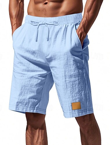  Voor heren Korte broek Linnen korte broek Zomer korte broeken Strandshorts Trekkoord Elastische taille Recht been Effen Comfort Ademend Knielengte Buiten Dagelijks Feestdagen Modieus Klassieke Stijl