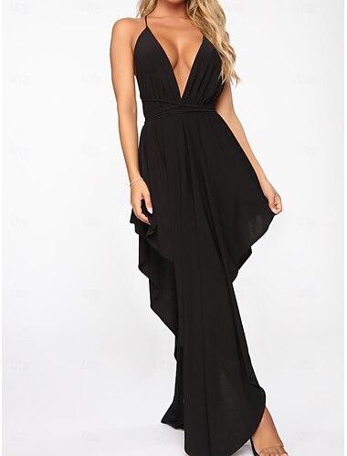  Női Hosszú ruha Maxi ruha Fehér ruha nyári ruha Slip ruha Halter nyakú ruha meleg Érett Szexi ruha Napi Klub Normál Sima Tiszta szín Ujjatlan Kötőfék nyaka Mély-V Fekete Fehér Arcpír rózsaszín Nyár