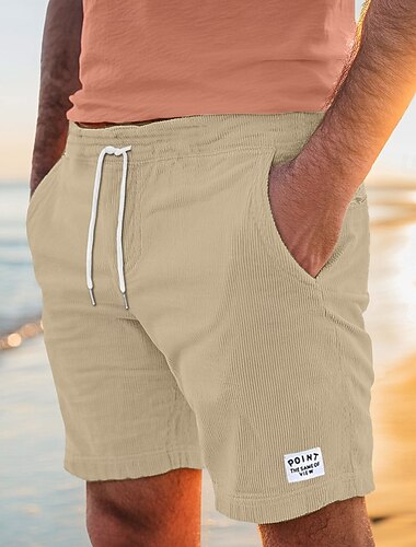  Homme Short Shorts décontractés Short en velours côtelé Poche Cordon Taille elastique Plein Confort Doux Longueur genou Extérieur Casual du quotidien Vacances Mode Noir Bleu Micro-élastique