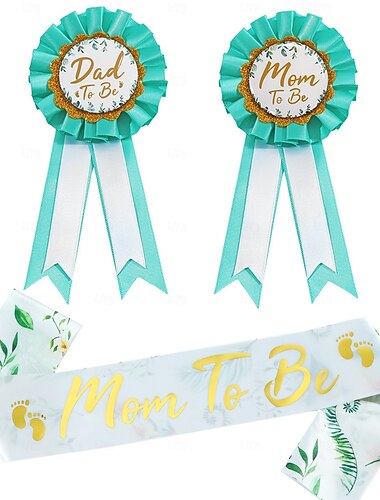  Schärpe und Ansteckblume für die Babyparty, Set mit Blumennadel für die werdende Mutter, Schärpe für die Etikette und Ansteckblume für den werdenden Vater als Dekoration für die Babyparty