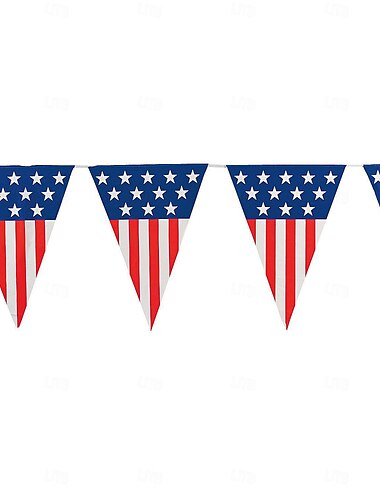  Fahne Wimpel Banner Lange amerikanische Schnurflaggen Hohe Dreieckflaggen Dekorationen USA Party Sterne und Streifen Wimpel Girlande 4. Juli Patriotische Dekoration