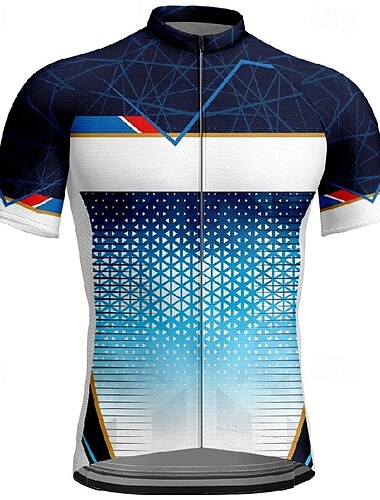  Per uomo Maglia da ciclismo Manica corta Bicicletta Maglietta Maglietta / Maglia con 3 tasche posteriori Ciclismo da montagna Traspirante Asciugatura rapida Design anatomico Ad alta capillarità Blu